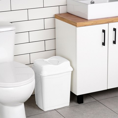 Kosz na śmieci do biura łazienki kuchni łazienkowy plastikowy biały 16L ORION 731341