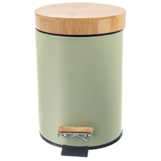 Kosz na śmieci metalowy z pedałem pokrywą zielony GREENISH 3L ORION 731722