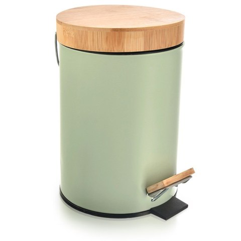 Kosz na śmieci metalowy z pedałem pokrywą zielony GREENISH 3L ORION 731722