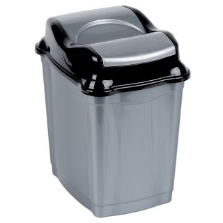 Kosz na śmieci plastikowy śmietnik szary błyszczący 16L do kuchni ORION 731342