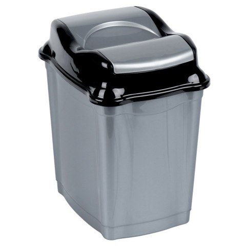 Kosz na śmieci plastikowy śmietnik szary błyszczący 16L do kuchni ORION 731342