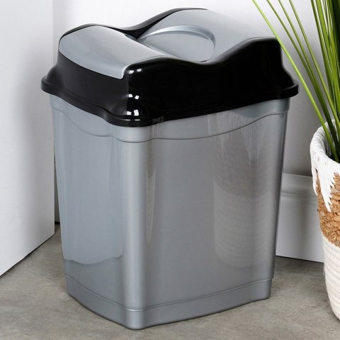 Kosz na śmieci plastikowy śmietnik szary błyszczący 16L do kuchni ORION 731342