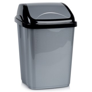 Kosz na śmieci plastikowy śmietnik szary błyszczący 16L do kuchni ORION 731356