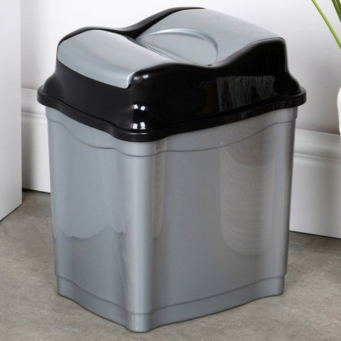 Kosz na śmieci plastikowy śmietnik szary błyszczący 5L do kuchni ORION 731336