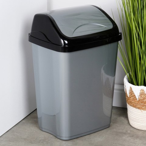 Kosz na śmieci plastikowy śmietnik szary błyszczący duży 26L ORION 731359