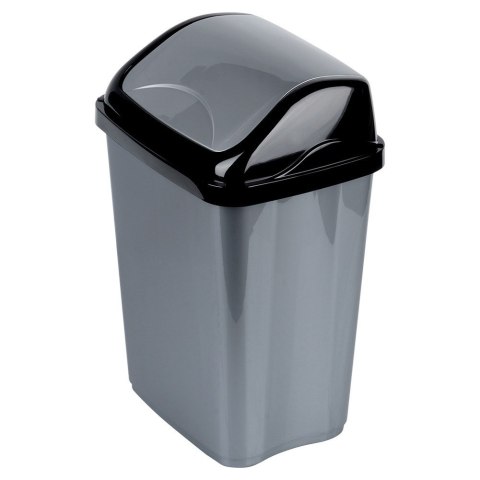 Kosz na śmieci plastikowy śmietnik szary błyszczący duży 26L ORION 731359