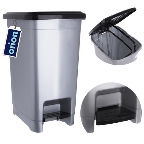 Kosz na śmieci plastikowy z pedałem wąski 10L śmietnik szary ORION 731308