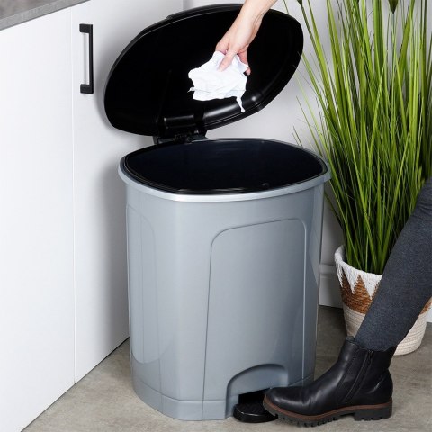 Kosz na śmieci z pedałem plastikowy szary łazienkowy do kuchni 50L ORION 731382
