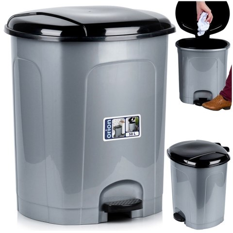 Kosz na śmieci z pedałem plastikowy szary łazienkowy do kuchni 50L ORION 731382