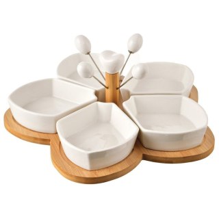 Miseczki na przekąski sos dip porcelanowe białe WHITELINE 28.5cm 10-ele ORION 129201