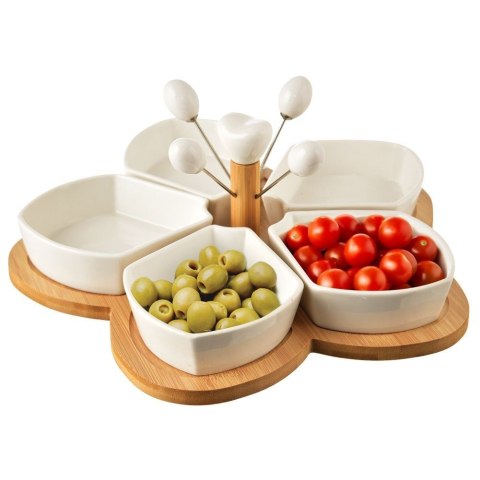Miseczki na przekąski sos dip porcelanowe białe WHITELINE 28.5cm 10-ele ORION 129201