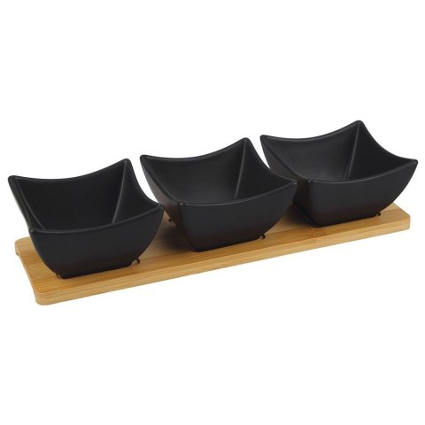 Miseczki na przekąski sos dip porcelanowe czarne BLACK 31.5cm 4-ele ORION 129202