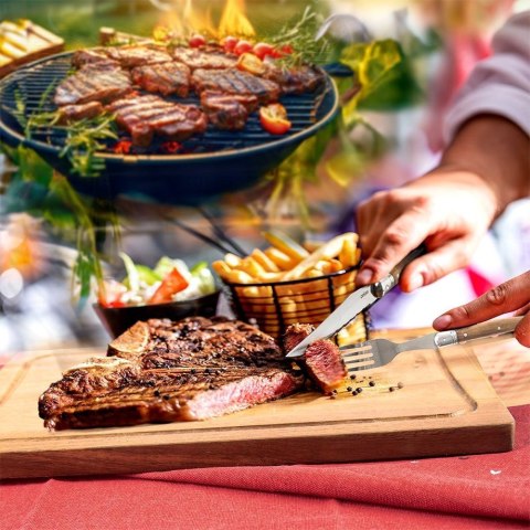 Sztućce do steków burgerów mięsa pizzy na grilla stalowe 15-ele ORION 154206