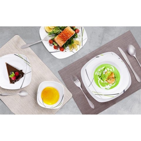 Zestaw talerzy serwis obiadowy komplet porcelanowy na dla 6 osób 18-ele ORION 112352