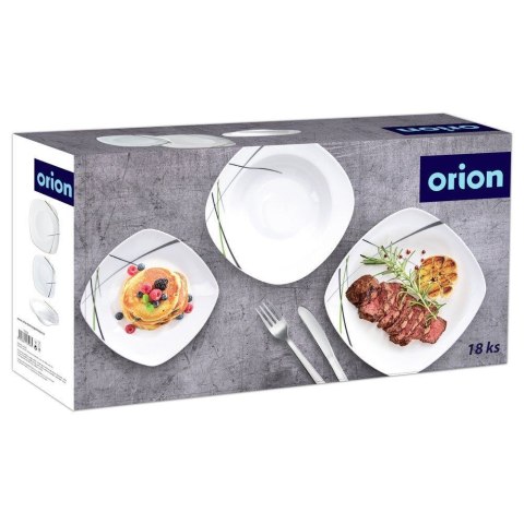 Zestaw talerzy serwis obiadowy komplet porcelanowy na dla 6 osób 18-ele ORION 112352
