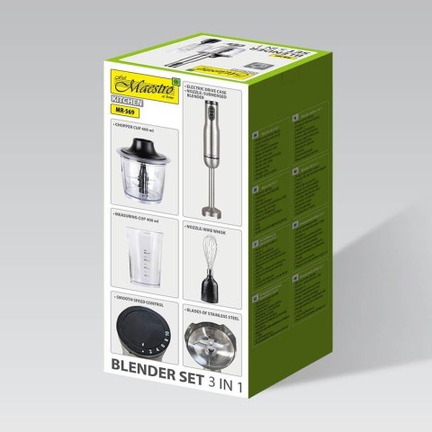 Blender ręczny 1000W srebrny MAESTRO MR-569