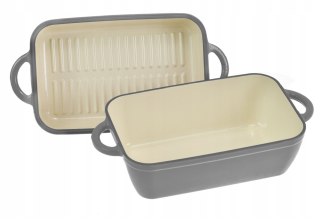 Brytfanna żeliwna emaliowana 2w1 3.8L+2.3L Szara KRISBERG KS-7725