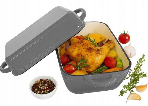 Brytfanna żeliwna emaliowana 2w1 3.8L+2.3L Szara KRISBERG KS-7725