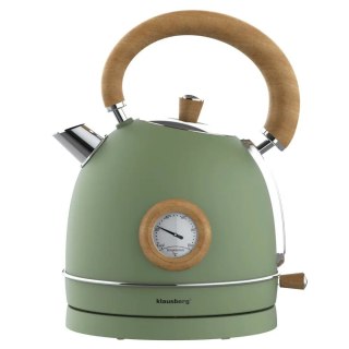 Czajnik elektryczny z termometrem, stal nierdzewna, zielony z drewnem, 1,8L, 1850-2200W, KLAUSBERG, KB-9008