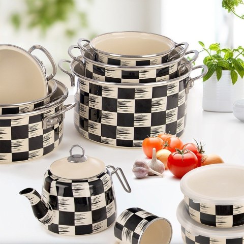 Garnek emaliowany indukcja na indukcję gaz SZACHOWNICA 18 cm 2L ORION 113335