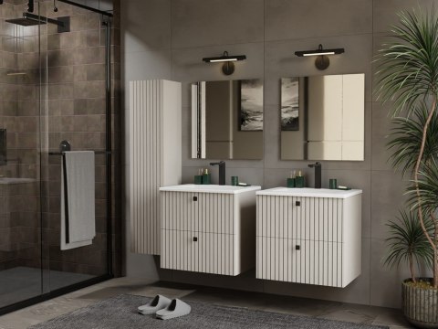 SZAFKA ŁAZIENKOWA WISZĄCA SŁUPEK REGAŁ TIGO 1D DĄB EVOKE RYFLOWANY FRONT