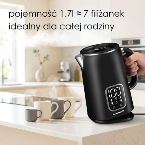 Czajnik elektryczny bezprzewodowy 1,7l czarny smart z regulacją temperatury Bauerkraft