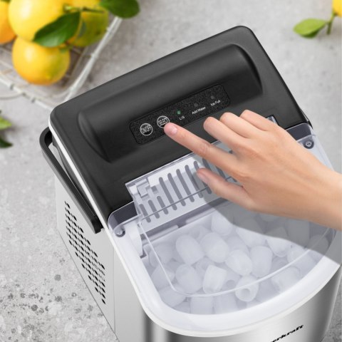 Automatyczna cicha wydajna kostkarka do lodu Bauerkraft prosta obsługa 12kg/24h srebrny