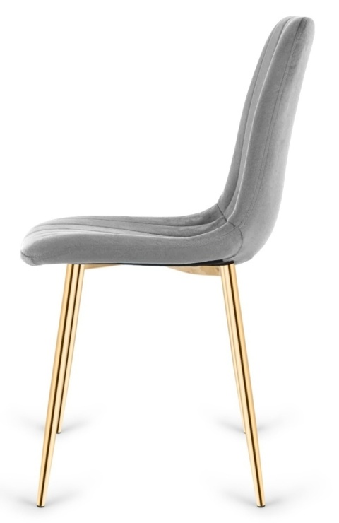 Krzesło tapicerowane AURORA VELVET LIGHT GREY GOLD