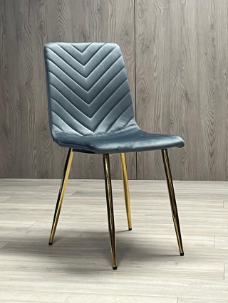 Krzesło tapicerowane TRIO VELVET DARK GREY GOLD