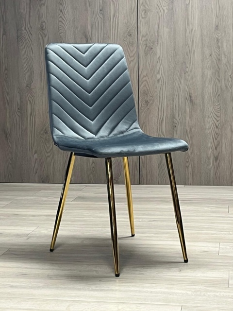 Krzesło tapicerowane TRIO VELVET DARK GREY GOLD