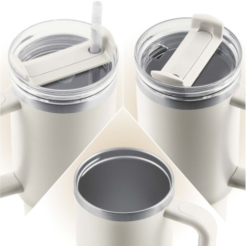 Termos próżniowy kubek ze słomką 1180 ml Berdsen kremowy