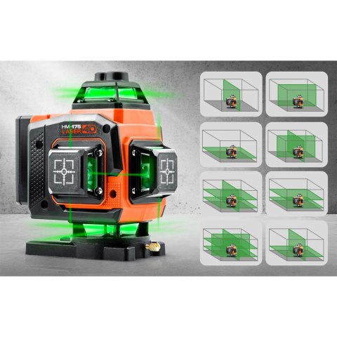 Laser krzyżowy w walizce + akcesoria Poziomica laserowa Humberg HM-175