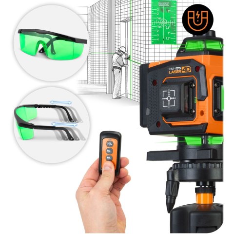 Laser krzyżowy w walizce + akcesoria Poziomica laserowa Humberg HM-175