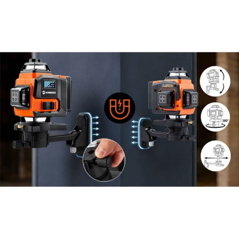 Laser krzyżowy w walizce + akcesoria Poziomica laserowa Humberg HM-175