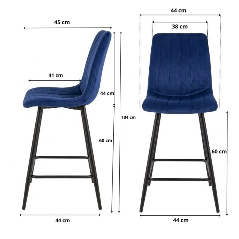 Krzesło barowe AVA AURORA BAR VELVET LIGHT GREY hoker