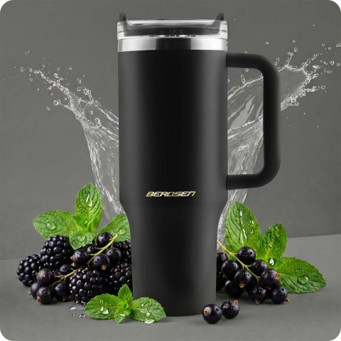 Termos próżniowy kubek z zestawem słomek 1180 ml Berdsen czarny