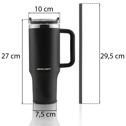Termos próżniowy kubek z zestawem słomek 1180 ml Berdsen czarny