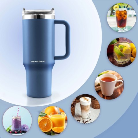 Termos próżniowy kubek z zestawem słomek 1180 ml Berdsen granatowy