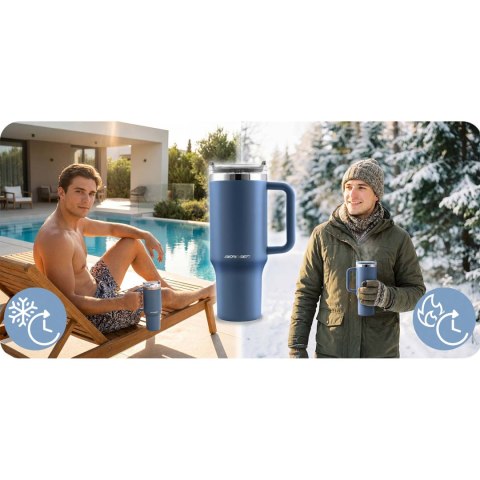 Termos próżniowy kubek z zestawem słomek 1180 ml Berdsen granatowy