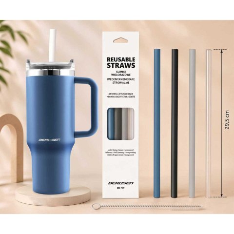 Termos próżniowy kubek z zestawem słomek 1180 ml Berdsen granatowy