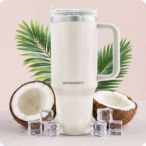 Termos próżniowy kubek z zestawem słomek 1180 ml Berdsen kremowy