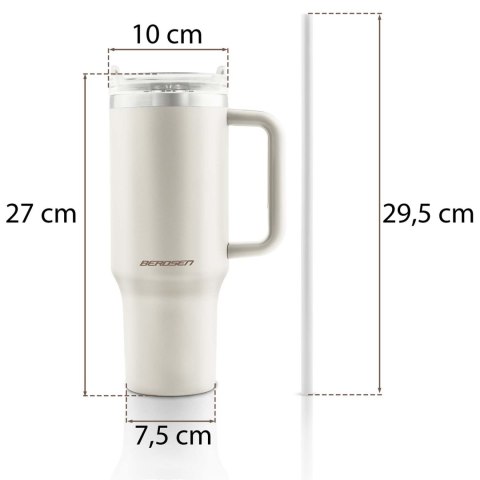Termos próżniowy kubek z zestawem słomek 1180 ml Berdsen kremowy
