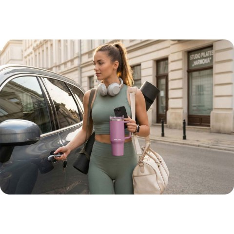 Termos próżniowy kubek z zestawem słomek 1180 ml Berdsen różowy