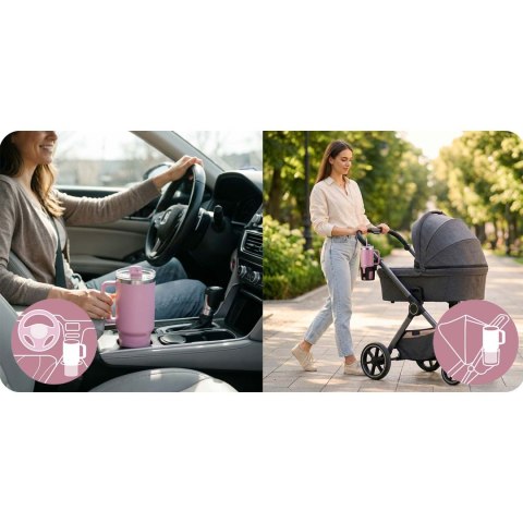 Termos próżniowy kubek z zestawem słomek 1180 ml Berdsen różowy