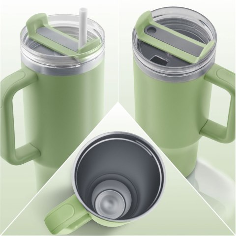 Termos próżniowy kubek ze słomką 1180 ml Berdsen zielony