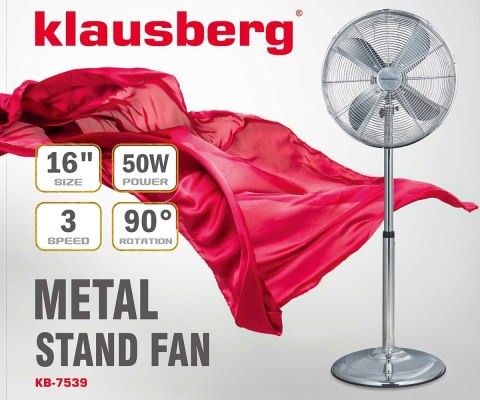 WENTYLATOR STOJĄCY PODŁOGOWY 40CM 50W METALOWY KLAUSBERG KB-7539