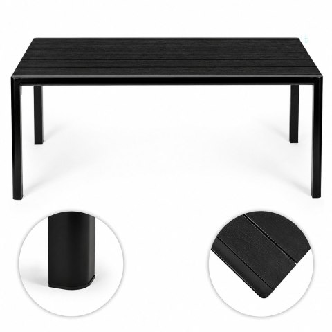 Duży stół ogrodowy 8-osobowy 180x90 cm na taras ogród czarny MultiGarden