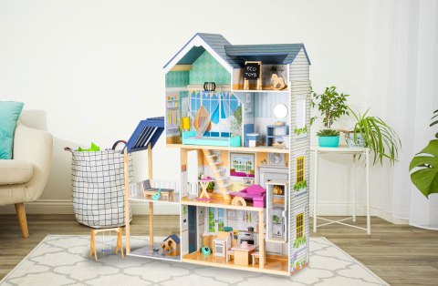 Domek Dla Lalek XXL z Drewnianymi Mebelkami 3 Piętra 138 cm Rezydencja Maya