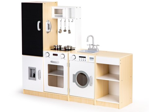 DREWNIANA KUCHNIA DLA DZIECI OSOBNE SEGMENTY XXL TABLICA + LED ECOTOYS