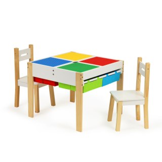 DREWNIANE MEBLE DLA DZIECI ZESTAW STÓŁ + 2 KRZESŁA ECOTOYS